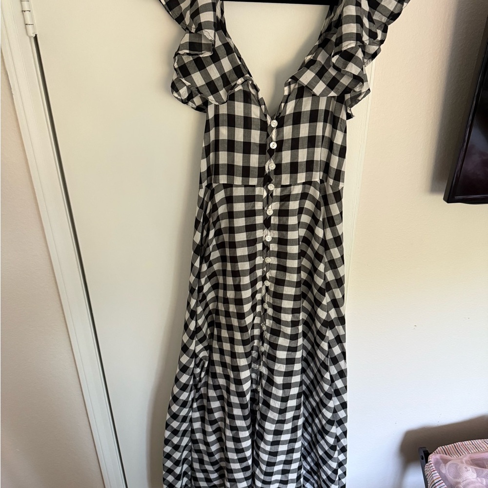 J. Crew Black and White Checkered Maxi Dress